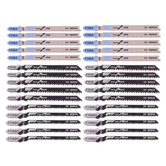 Bosch Professional 2607010903 Kit de 30 Hojas de Sierra de Calar para Madera Blanda y Metal - Cortes Curvos y Rectos