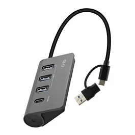 TNB Hub 4 en 1 de Aluminio USB-A y USB-C 3.0 a 3x USB-A + 1x USB-C