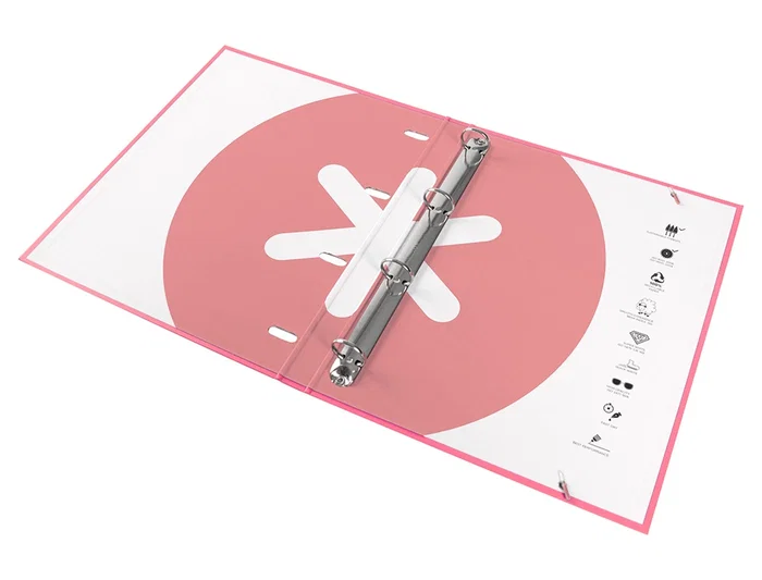 Antartik Carpeta con recambio A4, cuadro 5mm, forrada, 4 anillas 25mm redondas, color coral, 100 hojas 100g