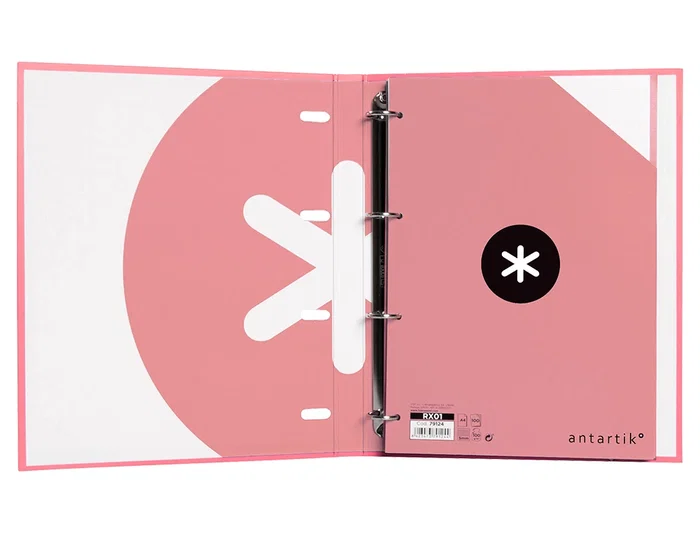Antartik Carpeta con recambio A4, cuadro 5mm, forrada, 4 anillas 25mm redondas, color coral, 100 hojas 100g