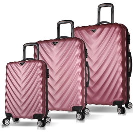 Zoozie Bags 6609 Juego de Maletas de 3 Piezas Oro Rosa, ABS, 4 Ruedas Multidireccionales, Cierre con Cremallera Codificada, Duradero y Elegante para Viajes