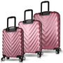 Zoozie Bags 6609 Juego de Maletas de 3 Piezas Oro Rosa, ABS, 4 Ruedas Multidireccionales, Cierre con Cremallera Codificada, Duradero y Elegante para Viajes
