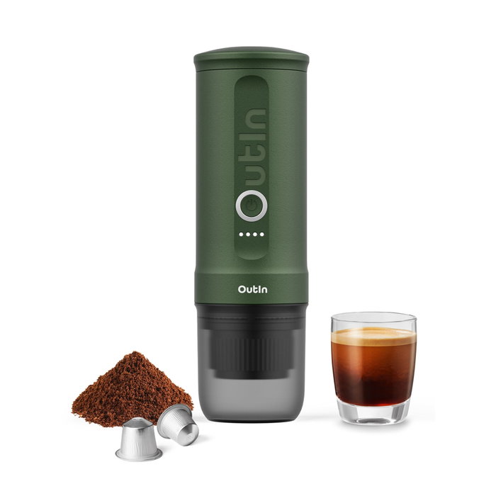 OutIn Nano Máquina de Espresso Verde con Estuche de Viaje OutIn Nano Máquina de Espresso Verde con Estuche de Viaje