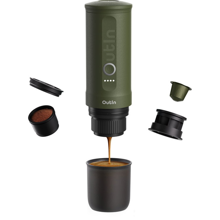 OutIn Nano Máquina de Espresso Verde con Estuche de Viaje OutIn Nano Máquina de Espresso Verde con Estuche de Viaje