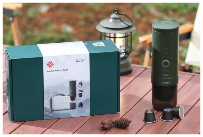 OutIn Nano Máquina de Espresso Verde con Estuche de Viaje OutIn Nano Máquina de Espresso Verde con Estuche de Viaje