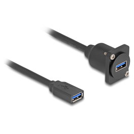 DeLOCK Cable USB 3.2 Gen 1 Tipo-A hembra a Tipo-A hembra 20 cm Negro