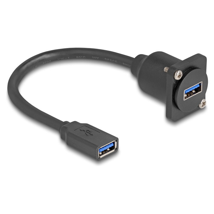 DeLOCK Cable USB 3.2 Gen 1 Tipo-A hembra a Tipo-A hembra 20 cm Negro