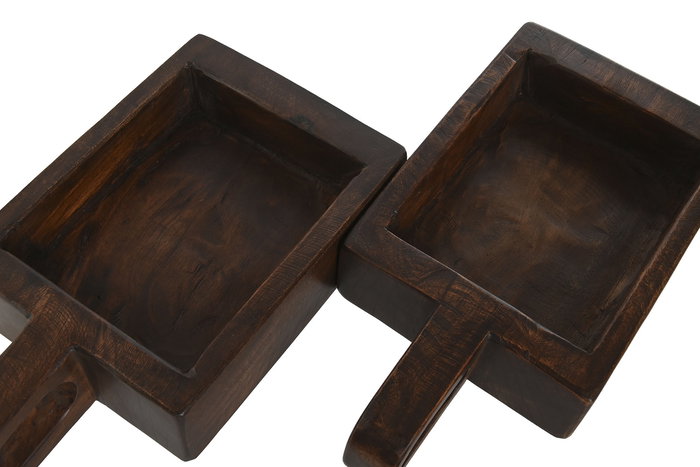 DKD Home Decor Bandeja Decoracion Unique/Antique Teca Natural 18 x 7 x 36 cm (2 Unidades)