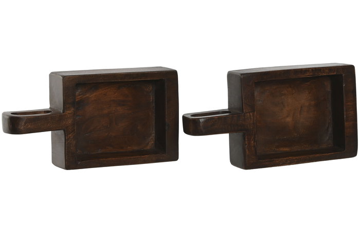 DKD Home Decor Bandeja Decoracion Unique/Antique Teca Natural 18 x 7 x 36 cm (2 Unidades)