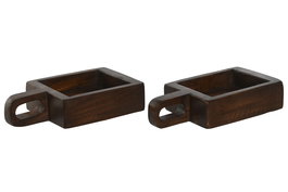 DKD Home Decor Bandeja Decoracion Unique/Antique Teca Natural 18 x 7 x 36 cm (2 Unidades)