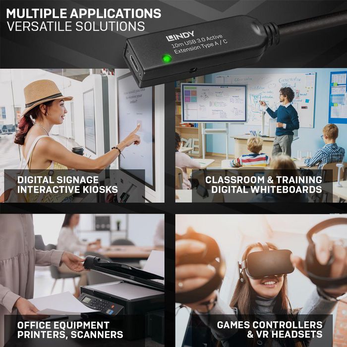 Lindy 43376 Cable Extensor USB 3.0 Activo Tipo A a C 10m 5Gbps