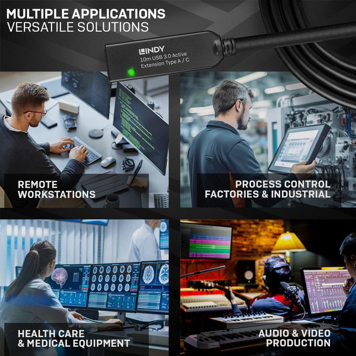 Lindy 43376 Cable Extensor USB 3.0 Activo Tipo A a C 10m 5Gbps