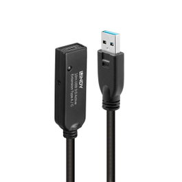 Lindy Cable de Extensión Activo USB A a USB C de 10m, USB 3.2 Gen 1, Negro