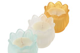 DKD Home Decor Vela Flor Naranja Azul Cera Cristal 6 Unidades 6.5 x 7 x 6.5 cm