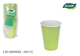 Algon Set 25 Vasos Bicolor Verde-Blanco 250 ml Ø 8 x 10 cm (24 Unidades)