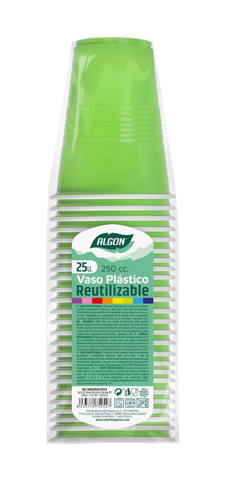 Algon Set 25 Vasos Bicolor Verde-Blanco 250 ml Ø 8 x 10 cm (24 Unidades)