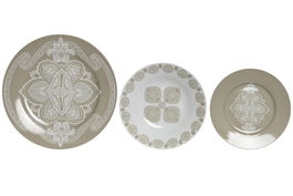 DKD Home Decor Delhi 2023 Vajilla Porcelana Beige Blanco Set 18 Piezas 27 x 2 x 27 cm