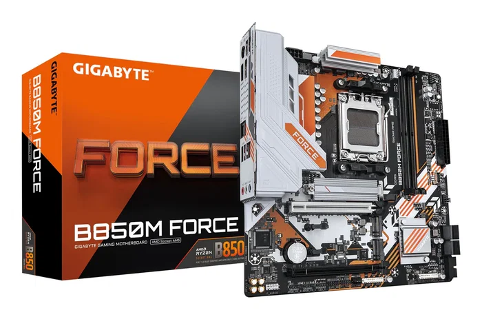 Gigabyte B850M FORCE Placa Base AMD B850 Socket AM5 micro-ATX con DDR5, 2 ranuras, PCIe 5.0 M.2, LAN 2.5GbE para Ryzen 9000/8000/7000