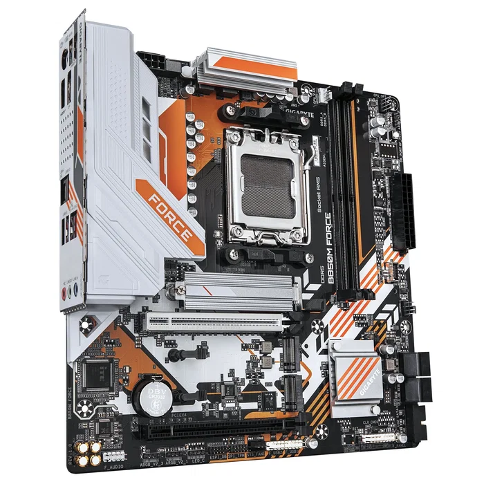 Gigabyte B850M FORCE Placa Base AMD B850 Socket AM5 micro-ATX con DDR5, 2 ranuras, PCIe 5.0 M.2, LAN 2.5GbE para Ryzen 9000/8000/7000