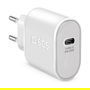 SBS Adaptador de Corriente USB-C PD 20W Blanco TETR1CPD20, Cargador de Pared para Teléfono, 100-250V