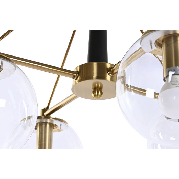 DKD Home Decor Lámpara de Techo de Metal y Cristal con Bolas Doradas