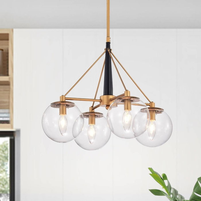 DKD Home Decor Lámpara de Techo de Metal y Cristal con Bolas Doradas