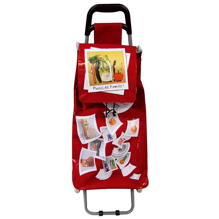 Entre Temps Carro de Compra PVC Altura 95 cm, Estructura de Acero con Ruedas de Goma, Colores Surtidos Rojo, Amarillo, Blanco y Negro