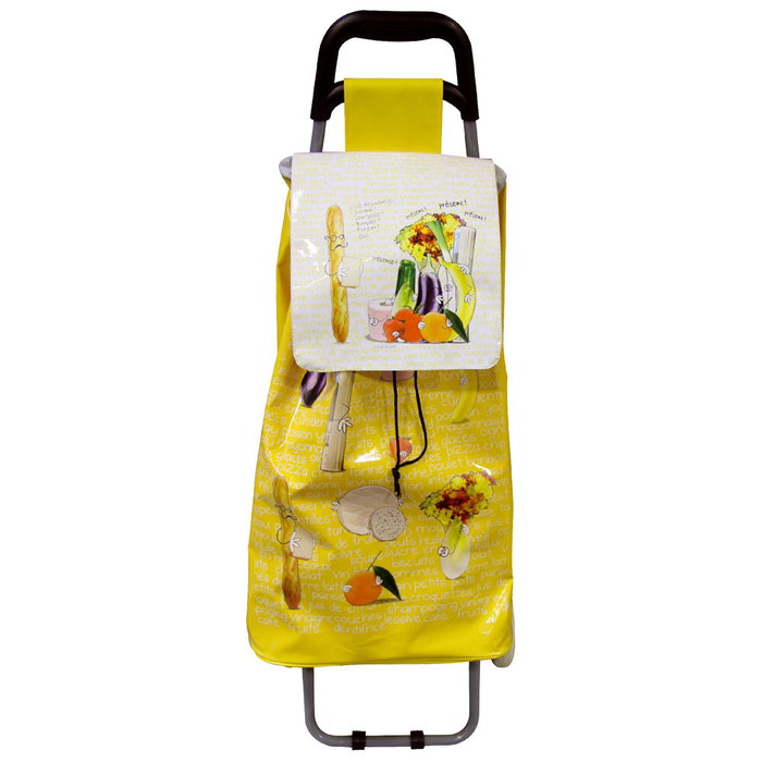 Entre Temps Carro de Compra PVC Altura 95 cm, Estructura de Acero con Ruedas de Goma, Colores Surtidos Rojo, Amarillo, Blanco y Negro