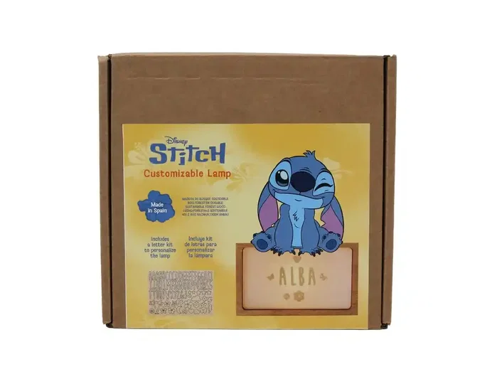 Wondee Lámpara de noche de madera Stitch personalizable Wondee Lámpara de noche de madera Stitch personalizable