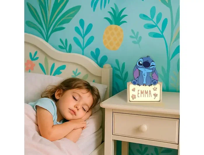 Wondee Lámpara de noche de madera Stitch personalizable Wondee Lámpara de noche de madera Stitch personalizable