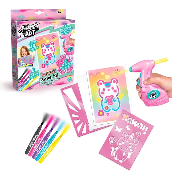 Canal Toys AIR 015 Kit de Creación de Carteles con Aerógrafo Electrónico, Plantillas y Rotuladores