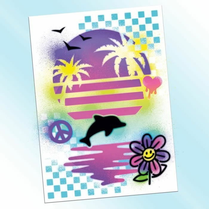 Canal Toys Kit de creación de carteles con spray electrónico, plantillas y rotuladores AIR 015