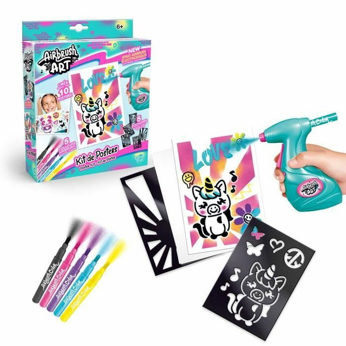Canal Toys Kit de creación de carteles con spray electrónico, plantillas y rotuladores AIR 015