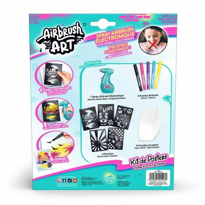 Canal Toys Kit de creación de carteles con spray electrónico, plantillas y rotuladores AIR 015