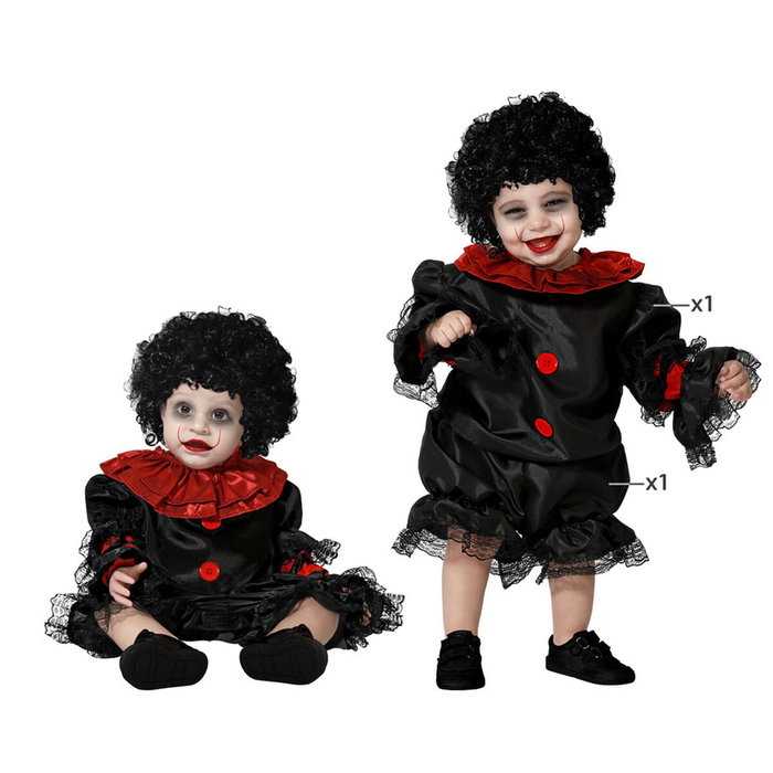 Disfraz de Payaso Negro para Bebé con Mono y Detalles Rojos - Talla 12-24 Meses Disfraz de Payaso Negro para Bebé con Mono y Detalles Rojos - Talla 12-24 Meses