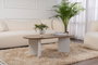 Nordure Mesa de Centro Sable Walnut, White. Mesa de Salón Elegante con Tablero de Partículas Recubierto de Melamina de 18mm en Color Nogal y Blanco.