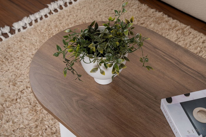 Nordure Mesa de Centro Sable Walnut, White. Mesa de Salón Elegante con Tablero de Partículas Recubierto de Melamina de 18mm en Color Nogal y Blanco. Nordure Mesa de Centro Sable Walnut, White. Mesa de Salón Elegante con Tablero de Partículas Recubierto de Melamina de 18mm en Color Nogal y Blanco.