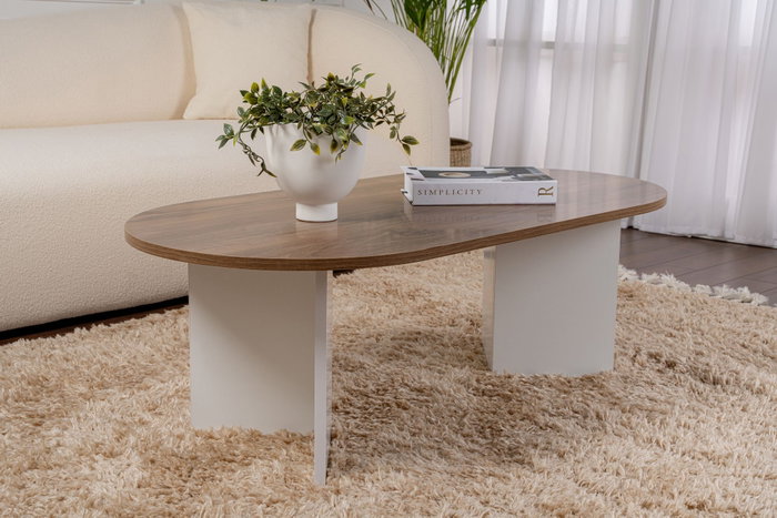 Nordure Mesa de Centro Sable Walnut, White. Mesa de Salón Elegante con Tablero de Partículas Recubierto de Melamina de 18mm en Color Nogal y Blanco. Nordure Mesa de Centro Sable Walnut, White. Mesa de Salón Elegante con Tablero de Partículas Recubierto de Melamina de 18mm en Color Nogal y Blanco.