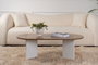 Nordure Mesa de Centro Sable Walnut, White. Mesa de Salón Elegante con Tablero de Partículas Recubierto de Melamina de 18mm en Color Nogal y Blanco.