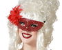 Mascara Veneciana Rojo Brillante Filigrana Flor Lateral para Fiestas Disfraces Carnavales Eventos Temática Barroca