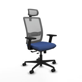 PIQUERAS Y CRESPO Silla de oficina Haches con mecanismo Sincro/Traslack, Tela Azul marino y Malla Gris