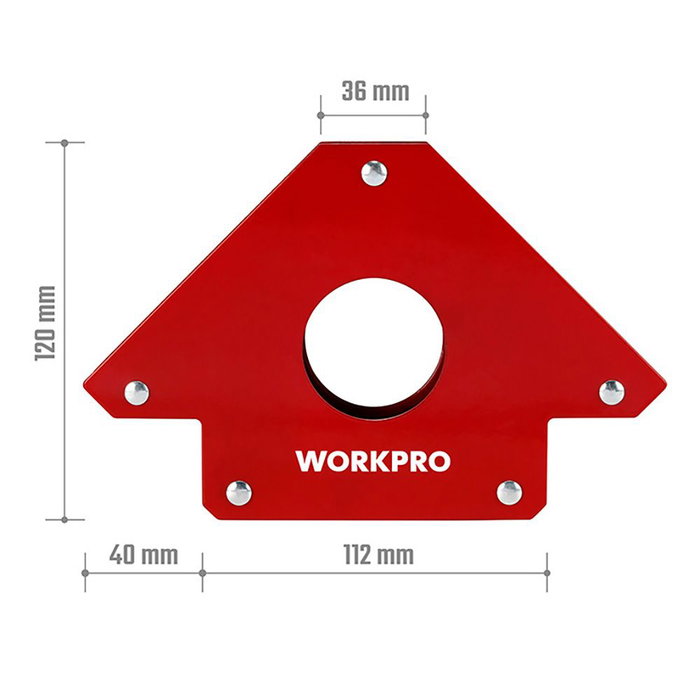 Workpro Escuadra magnética de soldadura 125 mm (5") Capacidad 45°, 90°, 135°, 180°