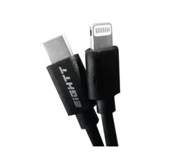 Eightt Cable USB-C a Lightning ECT-6B 1m Negro con Conectores Macho y Chaqueta de Nylon