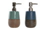 DKD Home Decor Set de 2 Dosificadores de Gres 380 ml Azul y Verde