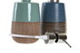 DKD Home Decor Set de 2 Dosificadores de Gres 380 ml Azul y Verde