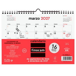 Finocam Calendario de Pared 16 Meses 2026-2027 Neutro 210x150mm