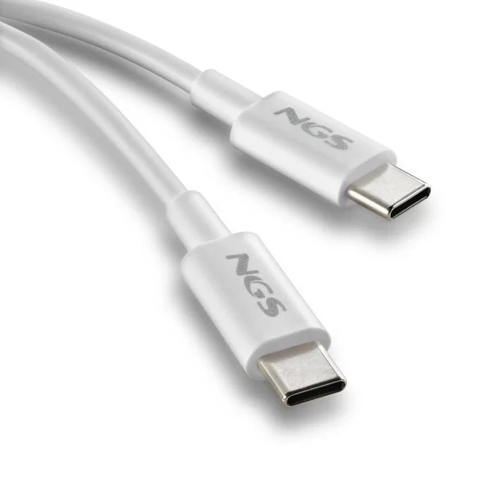 NGS ZYRO 60W-1 Cable USB-C a USB-C 60W Carga Rápida USB 2.0 480 Mbps, Longitud 1 Metro, Color Blanco
