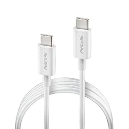 NGS ZYRO 60W-1 Cable USB-C a USB-C 60W Carga Rápida USB 2.0 480 Mbps, Longitud 1 Metro, Color Blanco