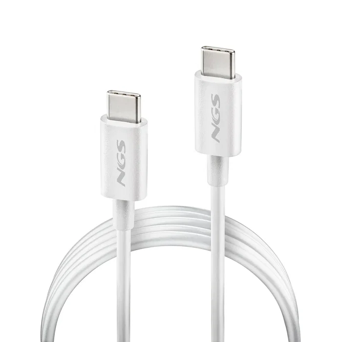 NGS ZYRO 60W-1 Cable USB-C a USB-C 60W Carga Rápida USB 2.0 480 Mbps, Longitud 1 Metro, Color Blanco