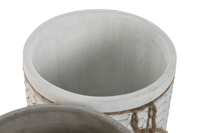 DKD Home Decor Macetero Shabby Blanco Gris Cemento Set de 2 (17 x 21 x 17 cm)